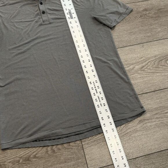 Lululemon Evolution Polo Shirt Mens XL Black Grey Striped Athletic Golf Casual - Picture 3 of 6